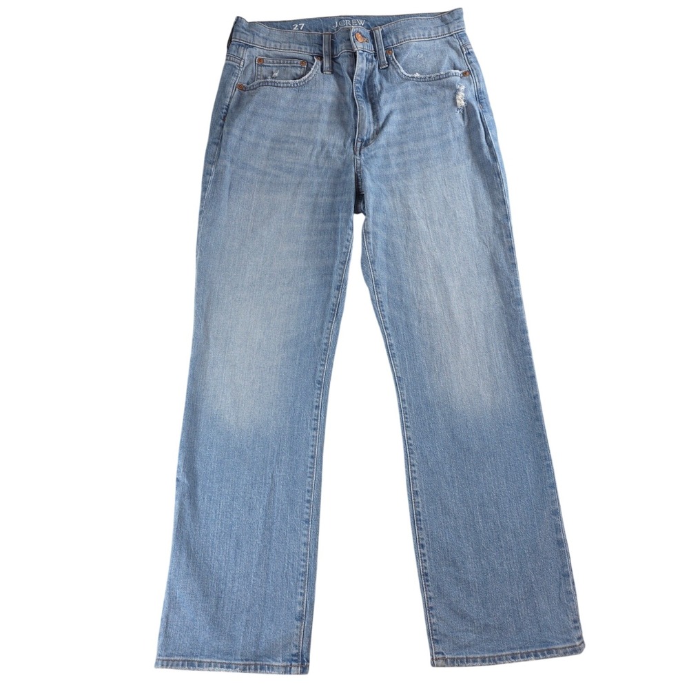 J.Crew Women 27 Blue Slim‎ Boyfriend Jeans BK562 Re-Imagined Distressed Stretch